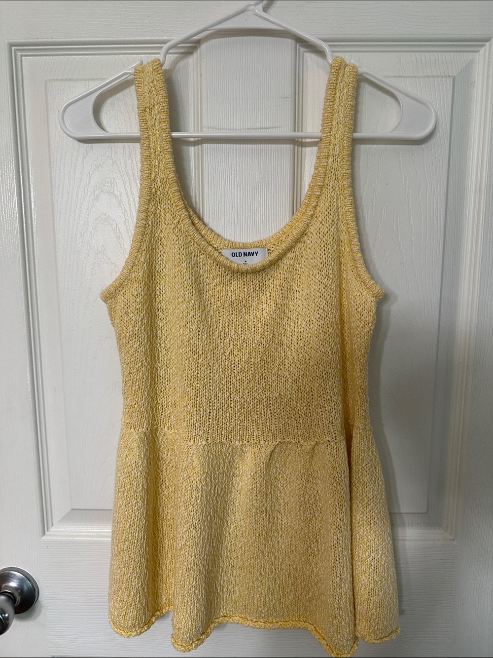 Old Navy Yellow Knit Tank with Peplum Hem